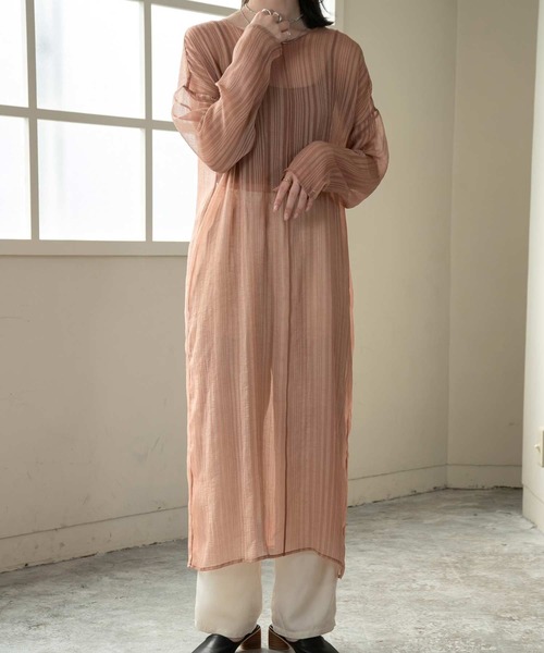 Amiur（エミレ）の「stripe sheer layered ops（ワンピース・レディース・アイボリー/ピンク/イエロー・FREE）」の15枚目の写真