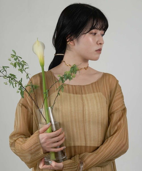 Amiur（エミレ）の「stripe sheer layered ops（ワンピース