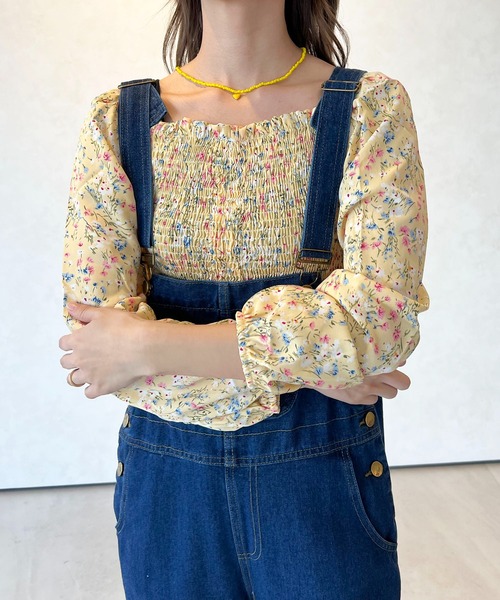 lala Born（ララボーン）の「ミニフラワープリントブラウス（シャツ/ブラウス・レディース・ブラック/ピンク/イエロー/ブルー/ナチュラル・FREE）」の7枚目の写真