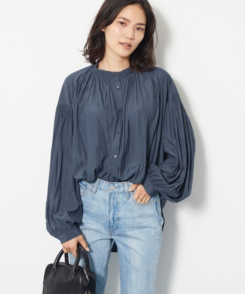 AMERI vintage ペタルスリーブ　コンパクトブラウス　ブラック AMERI vintage ペタルスリーブ コンパクトブラウス ブラック