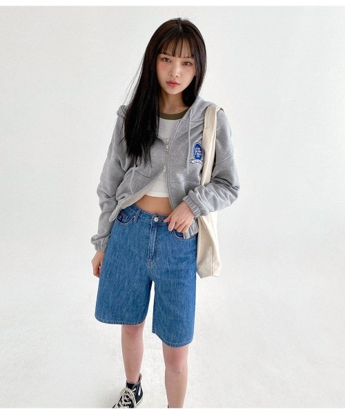muahmuah（ムーアムーア）の「A'GEM/9 × .kom『muah muah/ムーアムーア』MUAH DENIM WIDE HALF PANTS/ ワイドデニム ハーフパンツ（デニムパンツ・レディース・ブラック/ブルー・S/M）」の22枚目の写真
