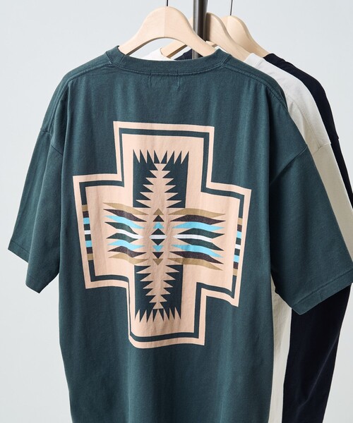 FREAK'S STORE（フリークスストア）の「PENDLETON/ペンドルトン BACK PRINT Tシャツ / バックプリント半袖Tシャツ（Tシャツ/カットソー・レディース・オフホワイト/グリーン/ブラック・ﾌﾘ-）」の3枚目の写真