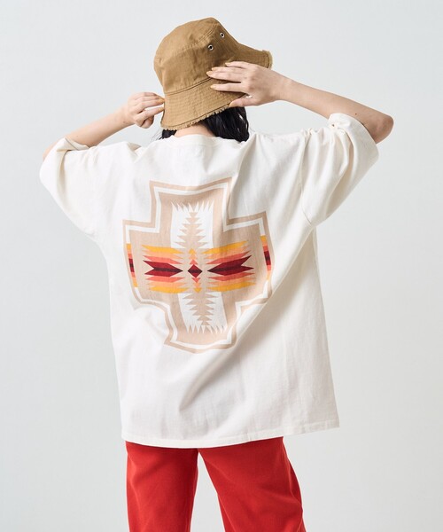 FREAK'S STORE（フリークスストア）の「PENDLETON/ペンドルトン BACK PRINT Tシャツ / バックプリント半袖Tシャツ（Tシャツ/カットソー・レディース・オフホワイト/グリーン/ブラック・ﾌﾘ-）」の19枚目の写真