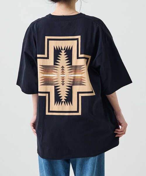 FREAK'S STORE（フリークスストア）の「PENDLETON/ペンドルトン BACK PRINT Tシャツ / バックプリント半袖Tシャツ（Tシャツ/カットソー・レディース・オフホワイト/グリーン/ブラック・ﾌﾘ-）」の16枚目の写真