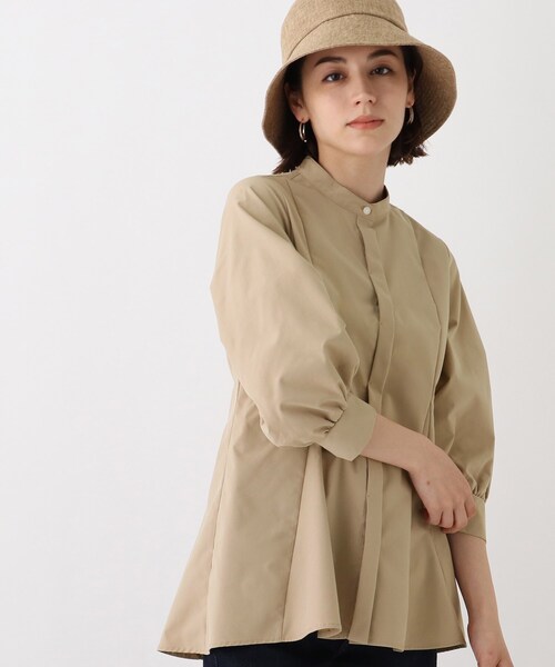 OPAQUE.CLIP(オペークドットクリップ)の「◆【C】シャーリングペプラムブラウス(シャツ/ブラウス・レディース・ブラック/ホワイト系/ライトブルー/ベージュ・34/38/42/36)」の3枚目の写真