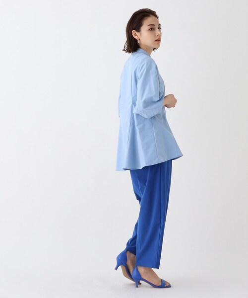 OPAQUE.CLIP(オペークドットクリップ)の「◆【C】シャーリングペプラムブラウス(シャツ/ブラウス・レディース・ブラック/ホワイト系/ライトブルー/ベージュ・34/38/42/36)」の6枚目の写真