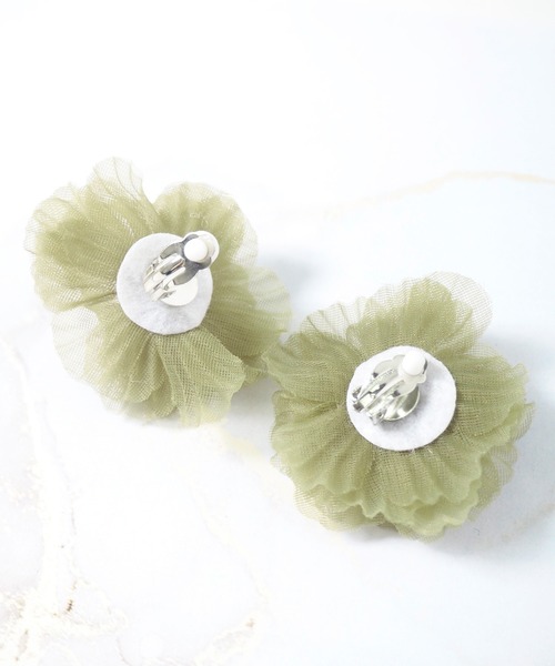 Crisp（クリスプ）の「シフォンフラワーイヤリング（イヤリング・レディース・グリーン・FREE）」の8枚目の写真