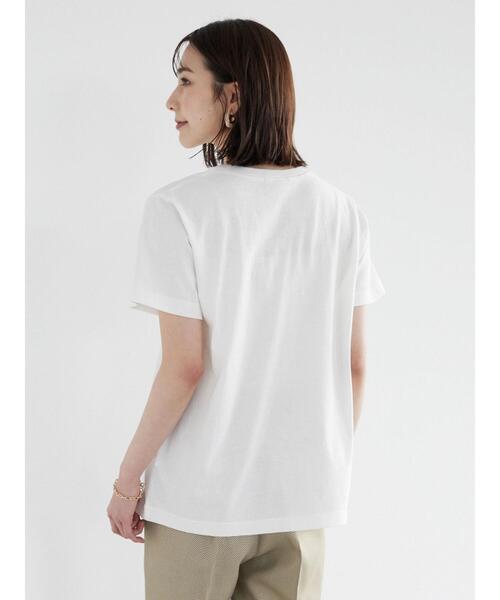 Green Parks(グリーンパークス)の「二段カレッジロゴTシャツ(Tシャツ/カットソー・レディース・オフホワイト/チャコールグレー/サックスブルー・FREE)」の9枚目の写真