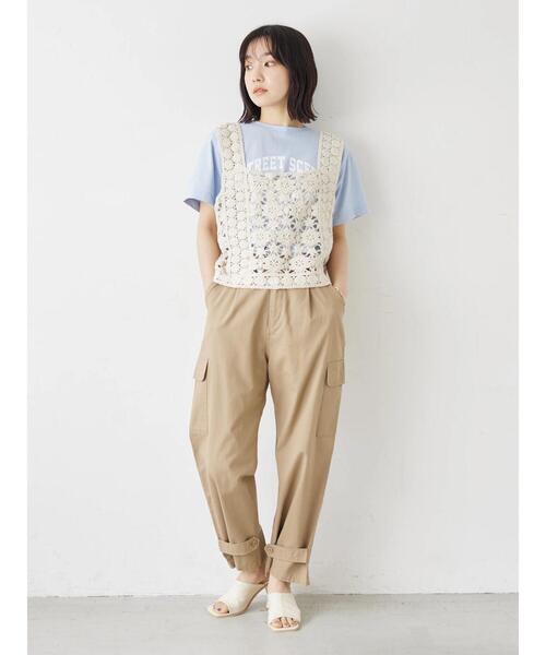 Green Parks(グリーンパークス)の「二段カレッジロゴTシャツ(Tシャツ/カットソー・レディース・オフホワイト/チャコールグレー/サックスブルー・FREE)」の19枚目の写真