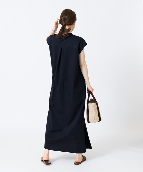 IENA フレンチスリーブシャツワンピース 36 ネイビー レディース春夏 IENA ワンピース シャツワンピース フレンチスリーブシャツ