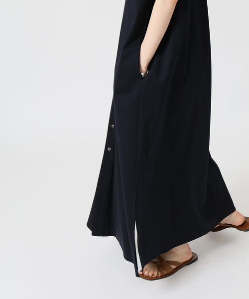 IENA フレンチスリーブシャツワンピース 36 ネイビー レディース春夏 IENA フレンチスリーブシャツワンピース 36 ネイビー レディース