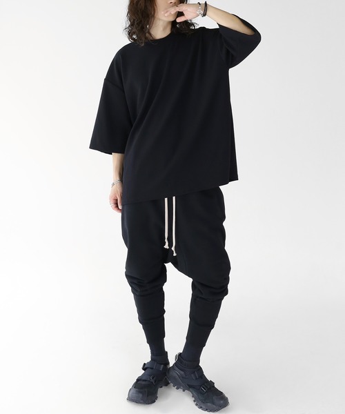 minsobi（ミンソビ）の「7分袖ドレープカットソー（Tシャツ/カットソー・メンズ・ブラック/ホワイト・FREE）」の6枚目の写真