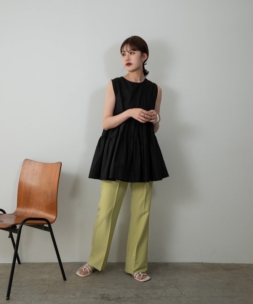 Amiur（エミレ）の「no sleeve tiered blouse（シャツ/ブラウス・レディース・ホワイト/ブラック/ラベンダー・FREE）」の3枚目の写真