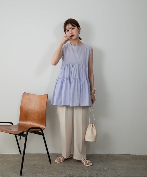 Amiur（エミレ）の「no sleeve tiered blouse（シャツ/ブラウス・レディース・ホワイト/ブラック/ラベンダー・FREE）」の11枚目の写真