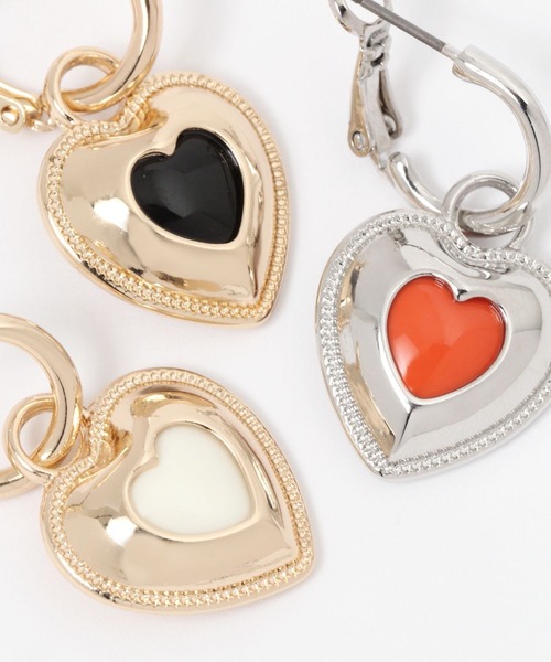 niko and...（ニコアンド）の「ハート2WAYメタルピアス（ピアス（両耳用）・レディース・ホワイト/ブラック/オレンジ・0）」の4枚目の写真