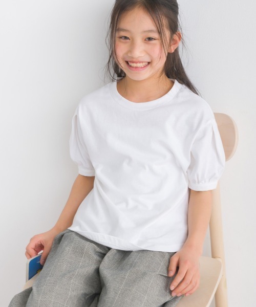 OMNES(オムネス)の「キッズ撥水加工タックボリューム袖半袖Tシャツ(Tシャツ/カットソー・キッズ・ホワイト/ネイビー/ピンク・100/110/120/130/140)」の17枚目の写真