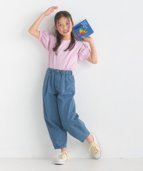 OMNES(オムネス)の「キッズ撥水加工タックボリューム袖半袖Tシャツ(Tシャツ/カットソー・キッズ・ホワイト/ネイビー/ピンク・100/110/120/130/140)」の11枚目の写真