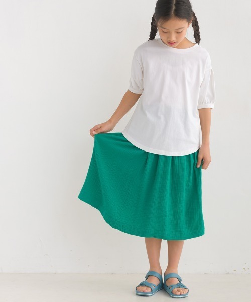 OMNES(オムネス)の「キッズ撥水加工タックボリューム袖半袖Tシャツ(Tシャツ/カットソー・キッズ・ホワイト/ネイビー/ピンク・100/110/120/130/140)」の4枚目の写真