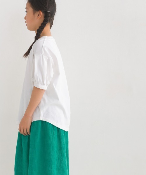 OMNES(オムネス)の「キッズ撥水加工タックボリューム袖半袖Tシャツ(Tシャツ/カットソー・キッズ・ホワイト/ネイビー/ピンク・100/110/120/130/140)」の6枚目の写真