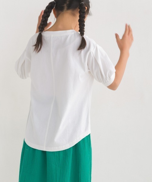 OMNES(オムネス)の「キッズ撥水加工タックボリューム袖半袖Tシャツ(Tシャツ/カットソー・キッズ・ホワイト/ネイビー/ピンク・100/110/120/130/140)」の7枚目の写真