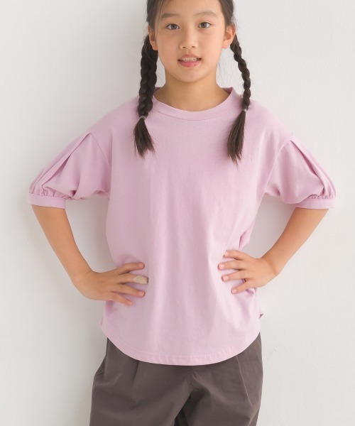 OMNES(オムネス)の「キッズ撥水加工タックボリューム袖半袖Tシャツ(Tシャツ/カットソー・キッズ・ホワイト/ネイビー/ピンク・100/110/120/130/140)」の18枚目の写真