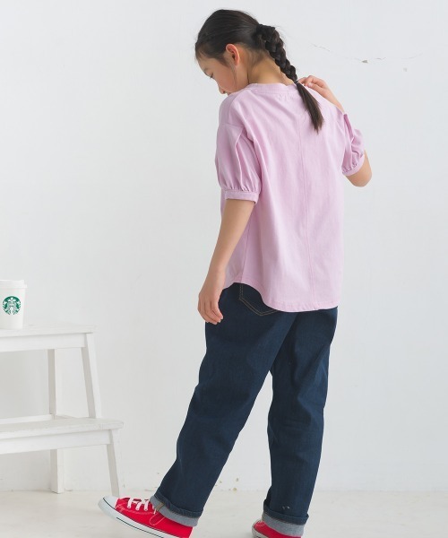 OMNES(オムネス)の「キッズ撥水加工タックボリューム袖半袖Tシャツ(Tシャツ/カットソー・キッズ・ホワイト/ネイビー/ピンク・100/110/120/130/140)」の21枚目の写真