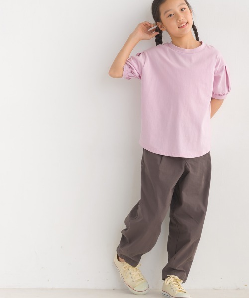 OMNES(オムネス)の「キッズ撥水加工タックボリューム袖半袖Tシャツ(Tシャツ/カットソー・キッズ・ホワイト/ネイビー/ピンク・100/110/120/130/140)」の22枚目の写真