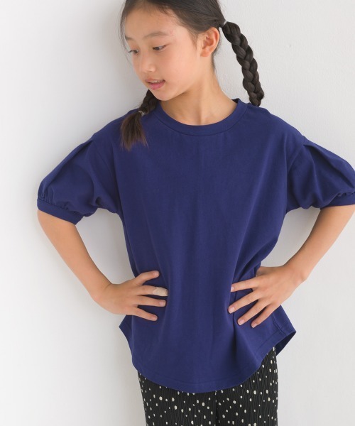 OMNES(オムネス)の「キッズ撥水加工タックボリューム袖半袖Tシャツ(Tシャツ/カットソー・キッズ・ホワイト/ネイビー/ピンク・100/110/120/130/140)」の13枚目の写真
