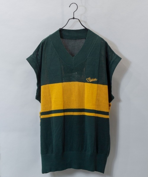 JACKROSE（ジャックローズ）の「SKOOKUM 透かし網ボーダーニットベスト（ベスト・メンズ・ホワイト/ブラック/グリーン・FREE）」の13枚目の写真