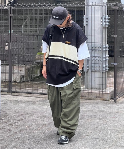 JACKROSE（ジャックローズ）の「SKOOKUM 透かし網ボーダーニットベスト（ベスト・メンズ・ホワイト/ブラック/グリーン・FREE）」の7枚目の写真