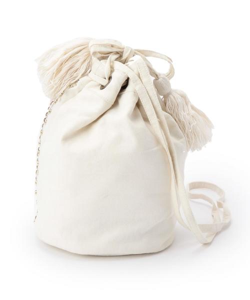 Another Edition（アナザーエディション）の「ビーズ巾着バッグ/AEBC BEADS ｷﾝﾁｬｸ（ショルダーバッグ・レディース・オフホワイト/ライム・ﾌﾘ-）」の11枚目の写真