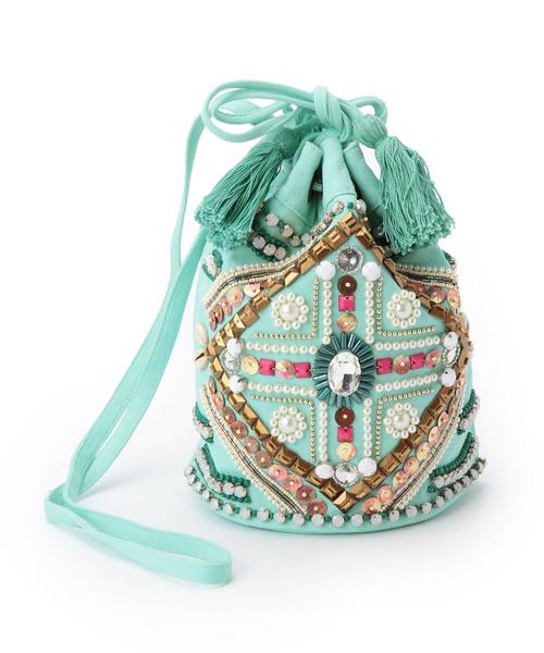 Another Edition（アナザーエディション）の「ビーズ巾着バッグ/AEBC BEADS ｷﾝﾁｬｸ（ショルダーバッグ・レディース・オフホワイト/ライム・ﾌﾘ-）」の12枚目の写真