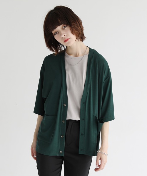 ETELIO(エテリオ)の「ルーズシルエット5分袖サマーカーディガン(カーディガン/ボレロ・メンズ・ベージュ/ブルー/ブルーグリーン/チャコール・S/M/L)」の4枚目の写真