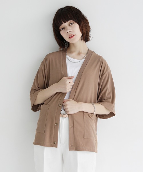 ETELIO(エテリオ)の「ルーズシルエット5分袖サマーカーディガン(カーディガン/ボレロ・メンズ・ベージュ/ブルー/ブルーグリーン/チャコール・S/M/L)」の18枚目の写真