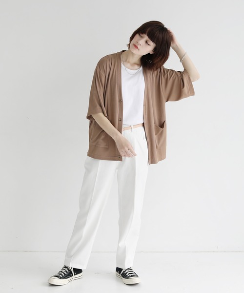 ETELIO(エテリオ)の「ルーズシルエット5分袖サマーカーディガン(カーディガン/ボレロ・メンズ・ベージュ/ブルー/ブルーグリーン/チャコール・S/M/L)」の13枚目の写真