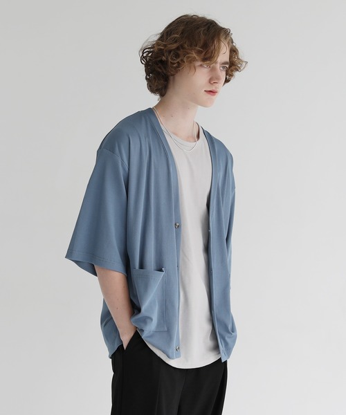 ETELIO(エテリオ)の「ルーズシルエット5分袖サマーカーディガン(カーディガン/ボレロ・メンズ・ベージュ/ブルー/ブルーグリーン/チャコール・S/M/L)」の19枚目の写真