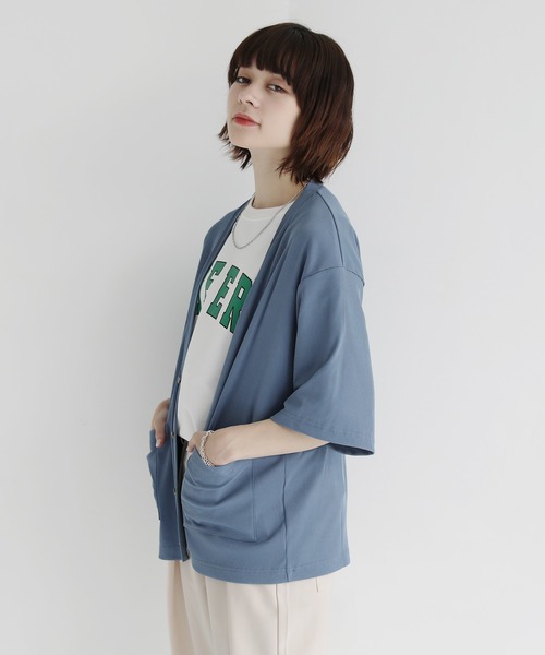 ETELIO(エテリオ)の「ルーズシルエット5分袖サマーカーディガン(カーディガン/ボレロ・メンズ・ベージュ/ブルー/ブルーグリーン/チャコール・S/M/L)」の14枚目の写真