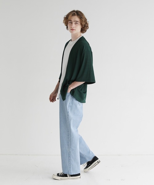 ETELIO(エテリオ)の「ルーズシルエット5分袖サマーカーディガン(カーディガン/ボレロ・メンズ・ベージュ/ブルー/ブルーグリーン/チャコール・S/M/L)」の15枚目の写真