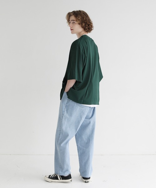 ETELIO(エテリオ)の「ルーズシルエット5分袖サマーカーディガン(カーディガン/ボレロ・メンズ・ベージュ/ブルー/ブルーグリーン/チャコール・S/M/L)」の9枚目の写真