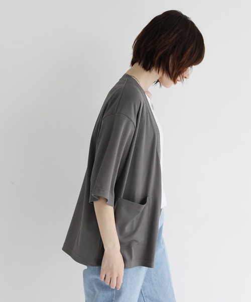 ETELIO(エテリオ)の「ルーズシルエット5分袖サマーカーディガン(カーディガン/ボレロ・メンズ・ベージュ/ブルー/ブルーグリーン/チャコール・S/M/L)」の17枚目の写真