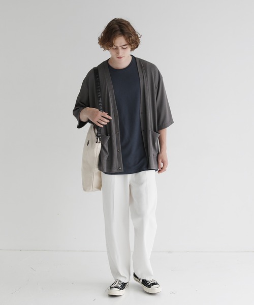 ETELIO(エテリオ)の「ルーズシルエット5分袖サマーカーディガン(カーディガン/ボレロ・メンズ・ベージュ/ブルー/ブルーグリーン/チャコール・S/M/L)」の11枚目の写真