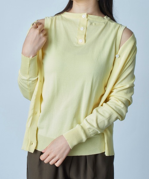 MAISON BREEZE（メゾンブリーズ）の「【MAISON BREEZE】ノースリーブ×カーディガン2Pセット アンサンブル オフィスカジュアル KNF（カーディガン/ボレロ・レディース・イエロー/グリーン/ブラック/グレー/ホワイト・FREE）」の7枚目の写真