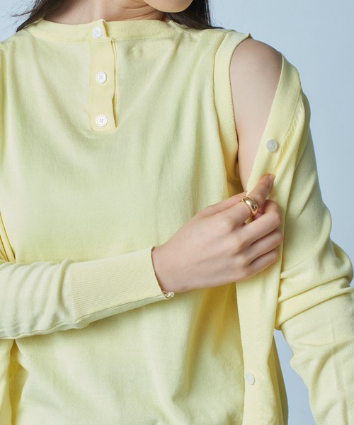 MAISON BREEZE（メゾンブリーズ）の「【MAISON BREEZE】ノースリーブ×カーディガン2Pセット アンサンブル オフィスカジュアル KNF（カーディガン/ボレロ・レディース・イエロー/グリーン/ブラック/グレー/ホワイト・FREE）」の9枚目の写真