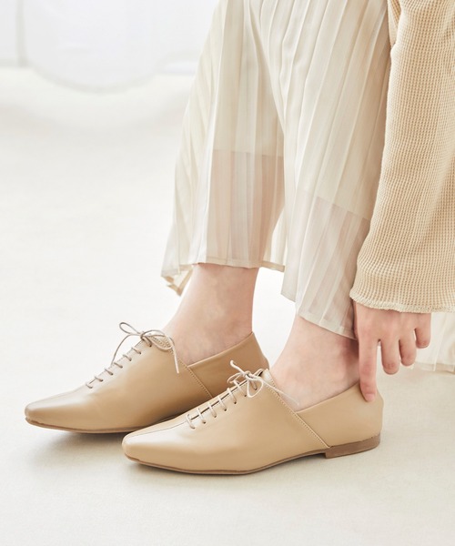 menue（メヌエ）の「ポインテッドトゥソフトレースアップシューズ（ドレスシューズ・レディース・ブラック/ベージュ/ライトブルー/アイボリー・L/S/3L/XS/LL/M）」の18枚目の写真