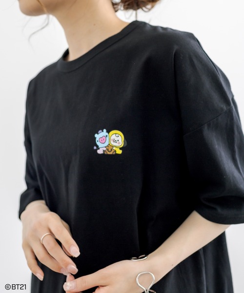 PUAL CE CIN(ピュアルセシン)の「【BT21】BABYプリントTシャツ(Tシャツ/カットソー・レディース・ブラック/サックスブルー/ホワイト・FREE)」の2枚目の写真