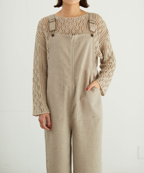 OUTERSUNSET(アウターサンセット)の「front zip overalls(サロペット/オーバーオール・レディース・ブラック/ベージュ・FREE)」の6枚目の写真