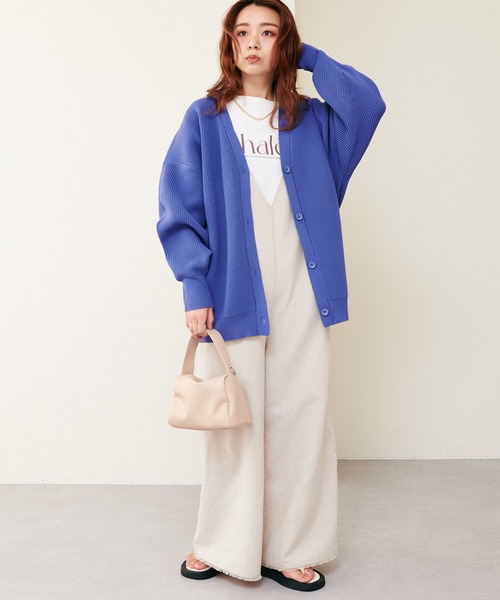 natural couture（ナチュラルクチュール）の「WEB限定カラー有り/2022AWアイテム/ゆったりポリニットカーディガン（カーディガン/ボレロ・レディース・ブラック/オフホワイト/ピンク/イエロー/ブルー/グリーン/グレイッシュベージュ・FREE）」の19枚目の写真