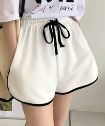 レディース ライン柄スポーティースウェットショートパンツ