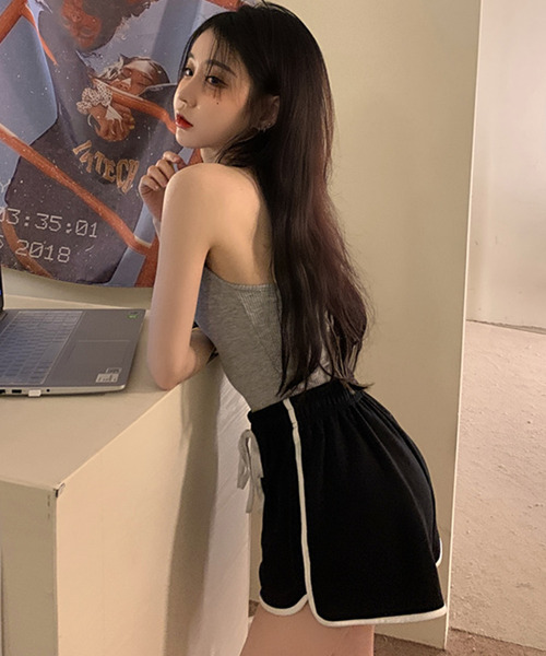 DAY CLOSET（デイ クローゼット）の「レディース ライン柄スポーティースウェットショートパンツ（スウェットパンツ・レディース・ホワイト/ブラック/ネイビー/グレー/ピンク/グリーン・ONE SIZE）」の12枚目の写真