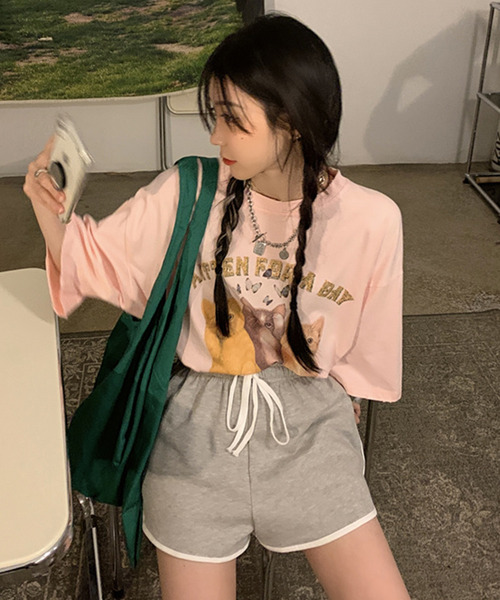 DAY CLOSET（デイ クローゼット）の「レディース ライン柄スポーティースウェットショートパンツ（スウェットパンツ・レディース・ホワイト/ブラック/ネイビー/グレー/ピンク/グリーン・ONE SIZE）」の17枚目の写真